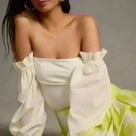 NWT | Anthropologie | Ruched Off-The-Shoulder Top - Ivory | Size XS - Picture 1 of 8